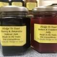 Image may contain: food, text that says "Hedge Το Toast Cherry & Amaretto Sidecar Jam Made in the Dales Tel; 07974568009 cebook: Hedge to Toast Hedge Το Toast Quince & Cranberry Jelly Made in the Dales Tel; 07974568009 Facebook: Hedge to Toast"